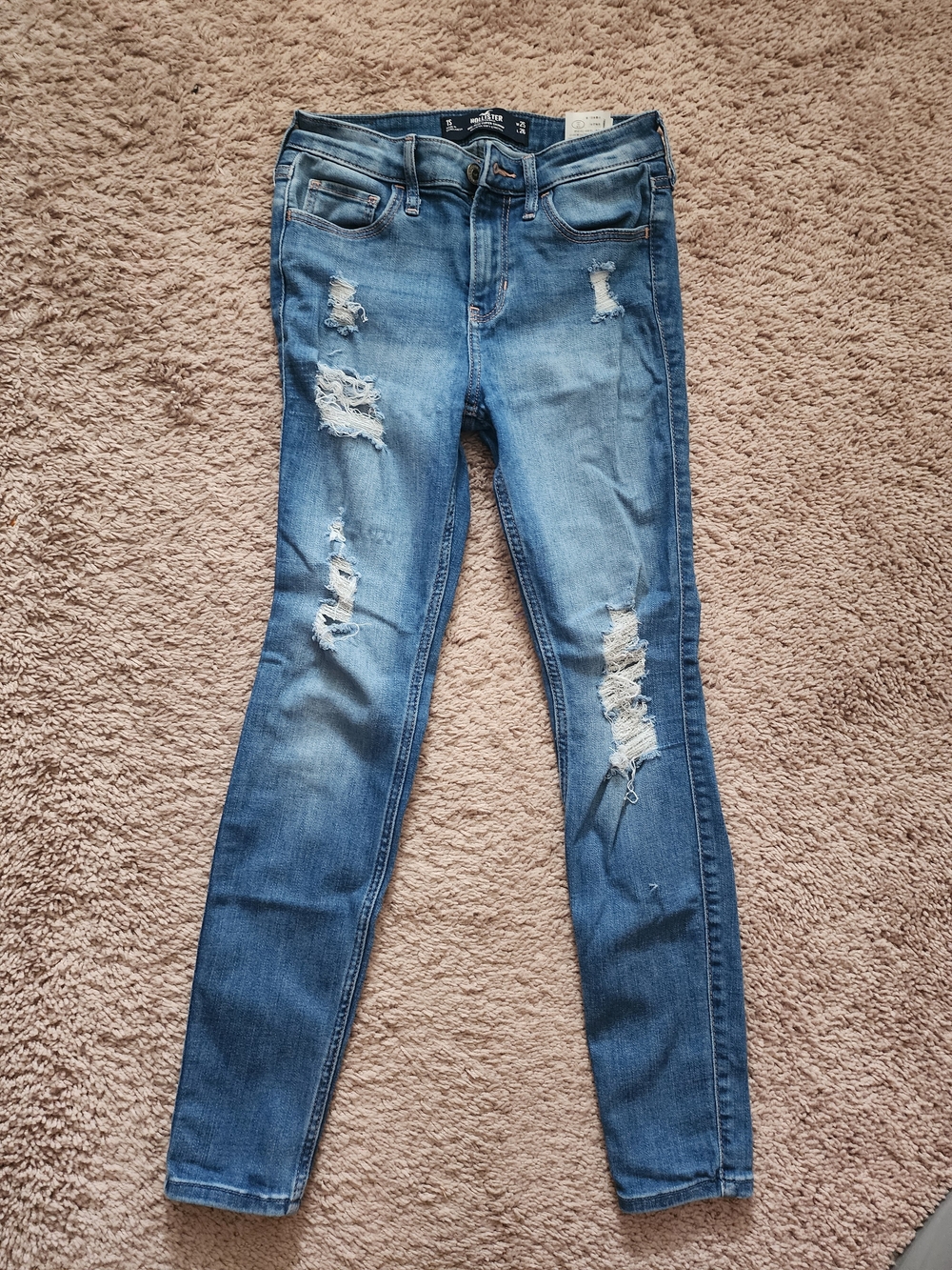 Hollister Ripped Skinny Jeans - Light Blue